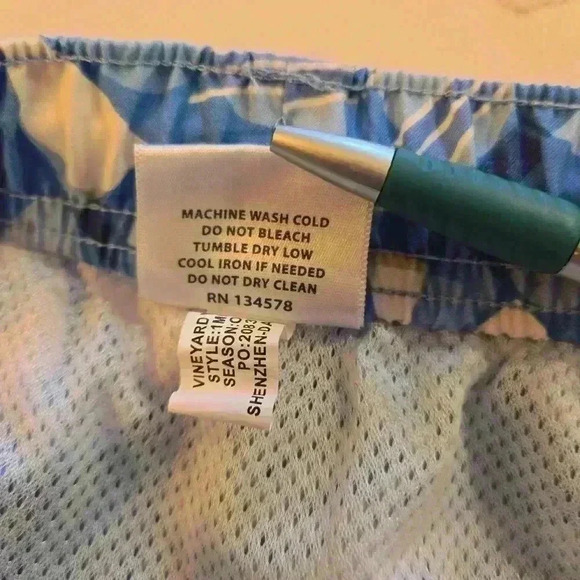 Vineyard Vines Mens Umbrella Abstract Print Swim Trunks Blue White Size Large - Picture 6 of 10